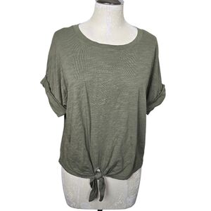 Sanctuary Green Front Knot Short Sleeves Shirt XL